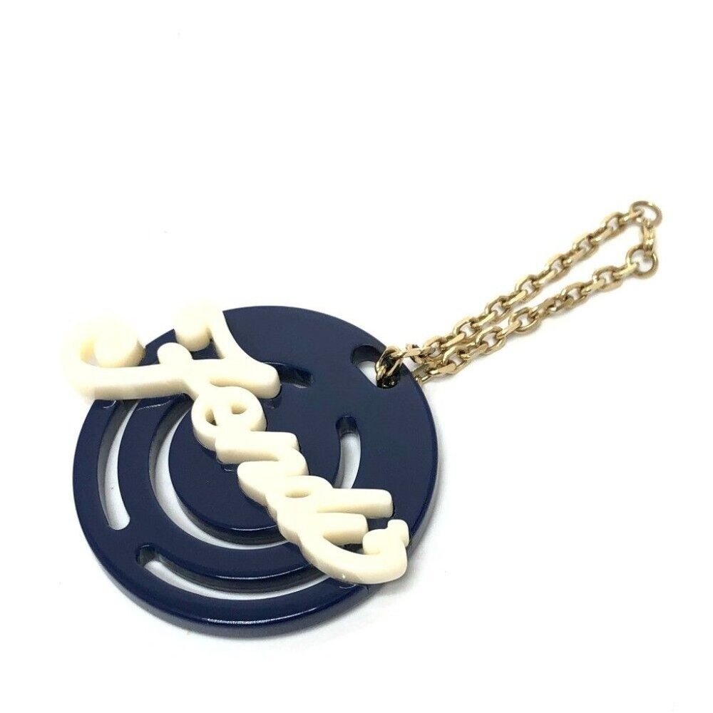 FENDI Big logo charm Bag accessory Key Holder Plastic blue/White/GoldHardware